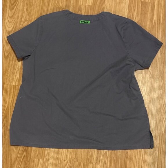 Crocs Medical Apparel XXLT Charcoal Grey Short Sleeve V-Neck Scrub Top With Pock - Picture 4 of 7